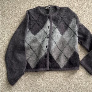 Women's Gray Argyle Sweater